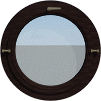 Деревянное окно - круг из лиственницы Модель 104 Браун